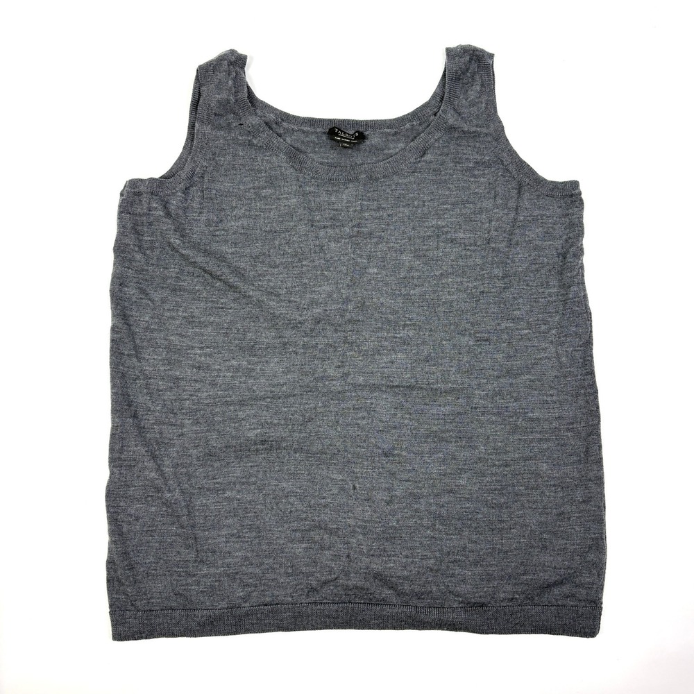 Talbots Merino Wool Sleeveless Sweater Womens Sz 1XP Gray Minimalist Career Base